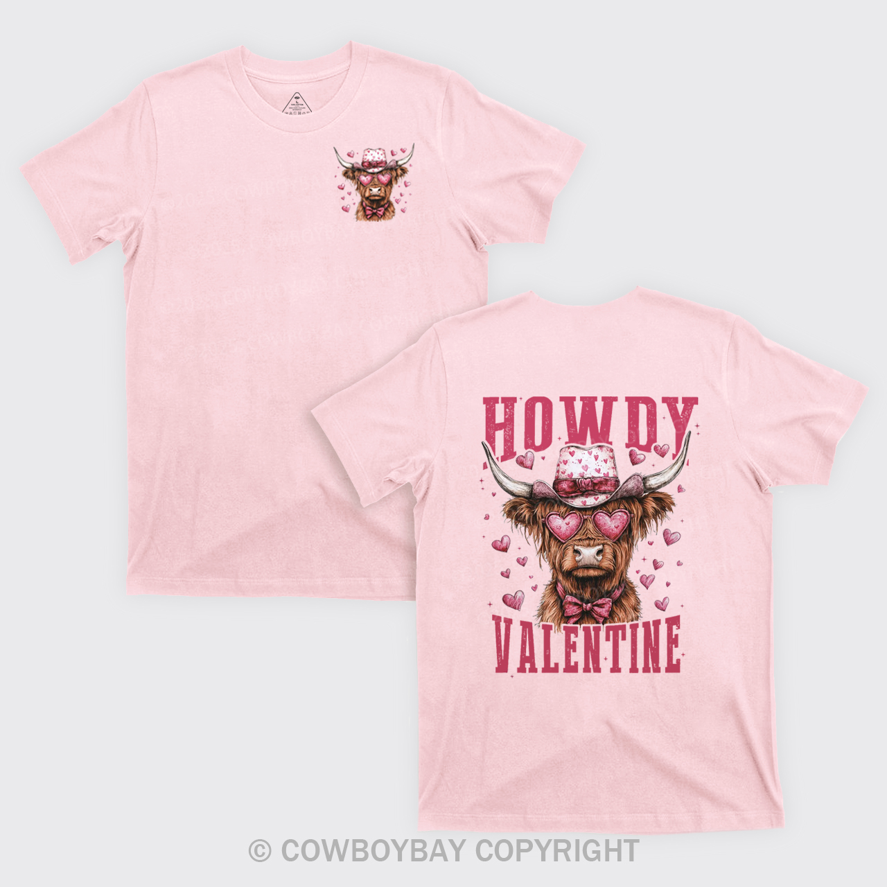 Valentine Highland Cow T-Shirts