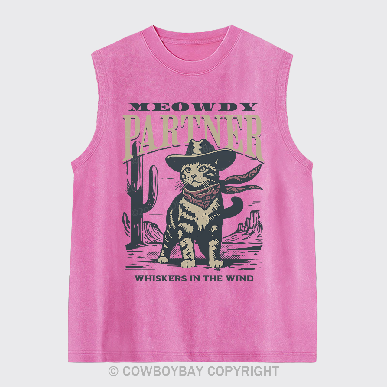 Meowdy Partner Cowboy Cat Washed Tanks