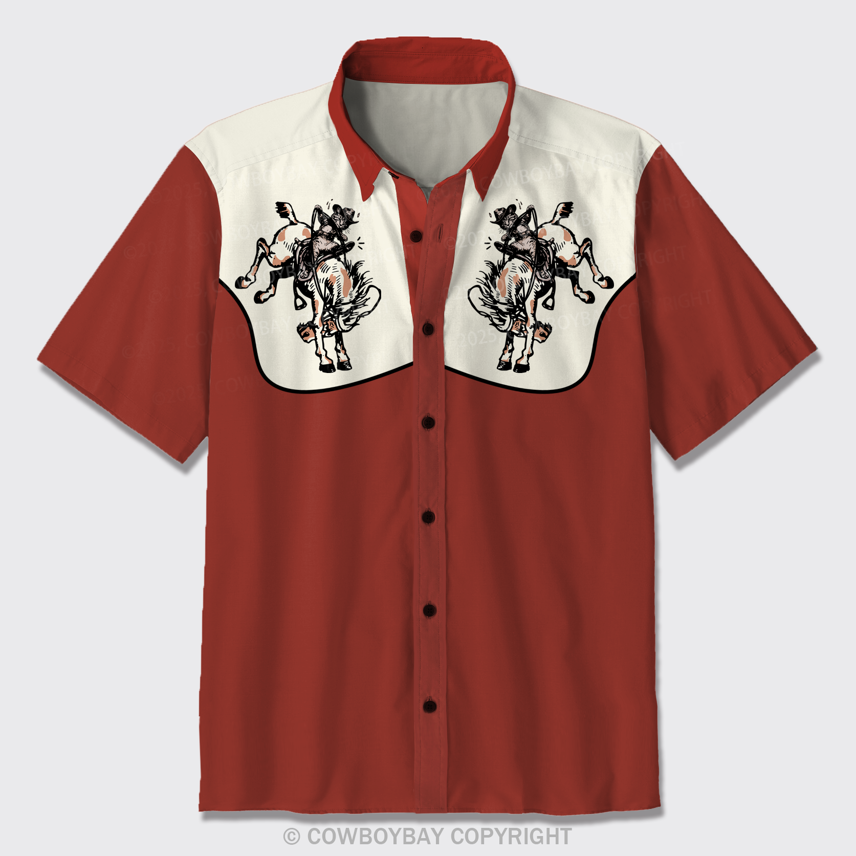 A Cowboy Cat On A Horse Button Up Shirts