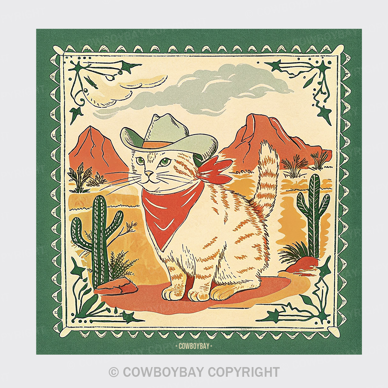 Western Cowcat Cotton Bandana_2