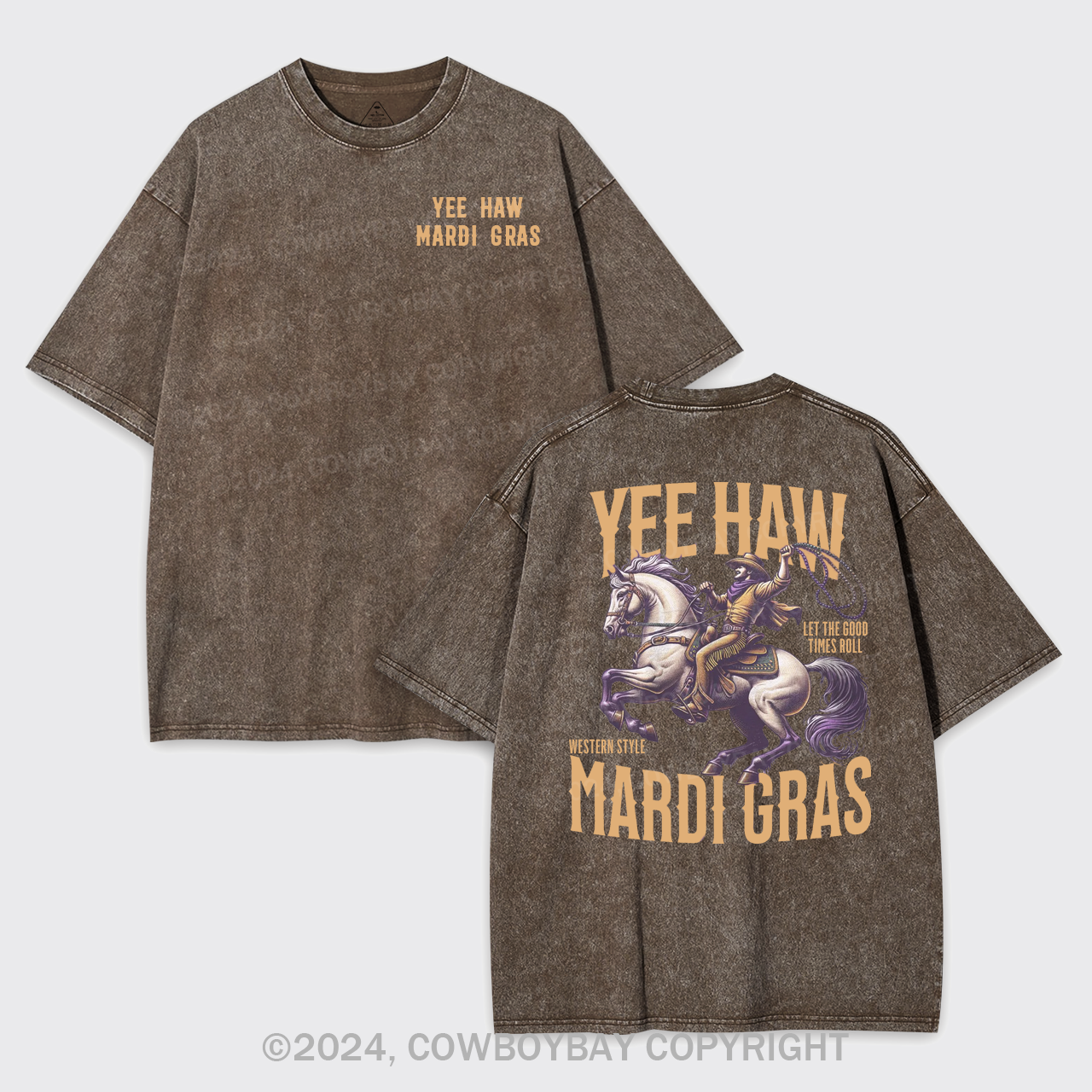 Yee Haw Mardi Gras Garment-dye Tees