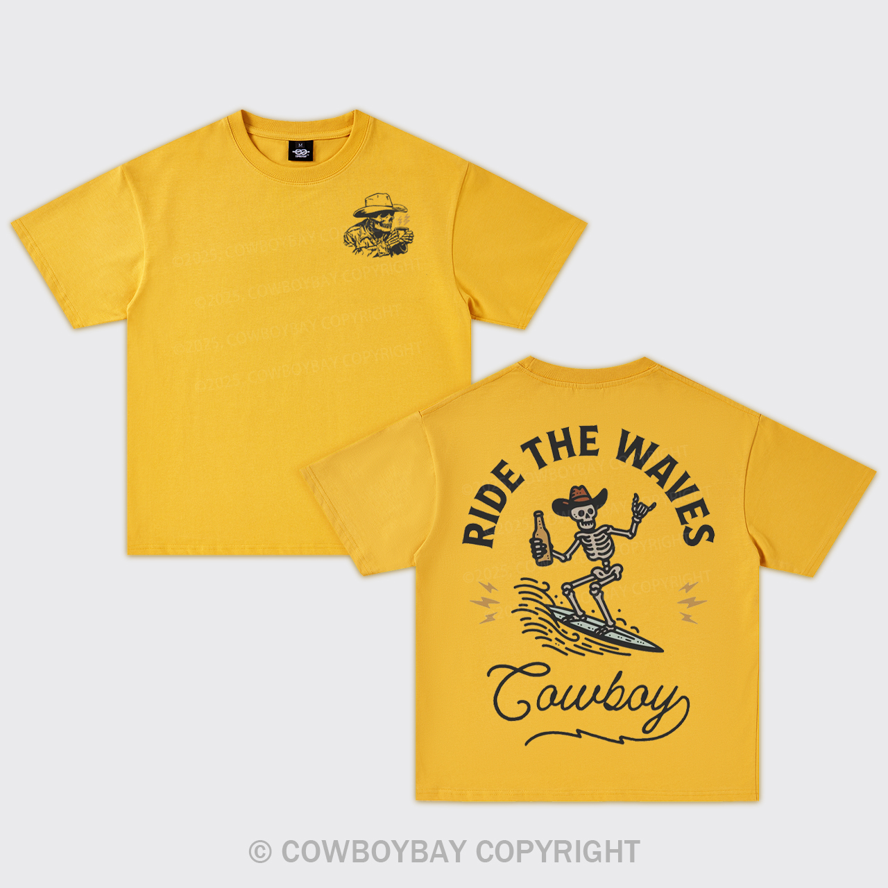 Surfing Cowboy Skeleton Oversize T-Shirts