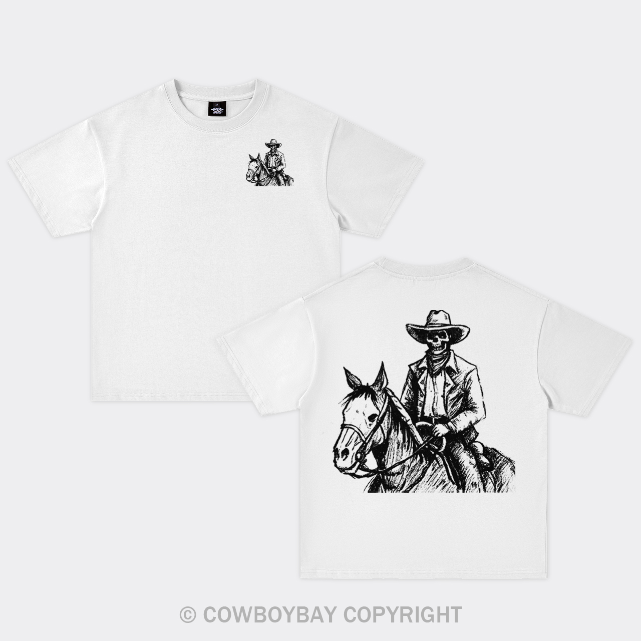 Skeleton Cowboy On Horseback Oversize T-Shirts