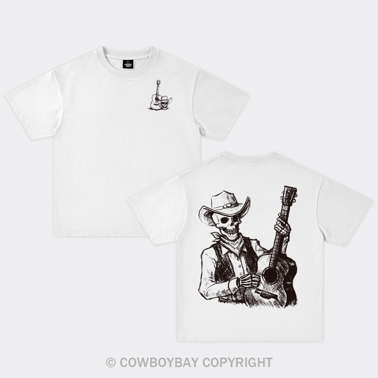 Guitarist Cowboy Skeleton Oversize T-Shirts
