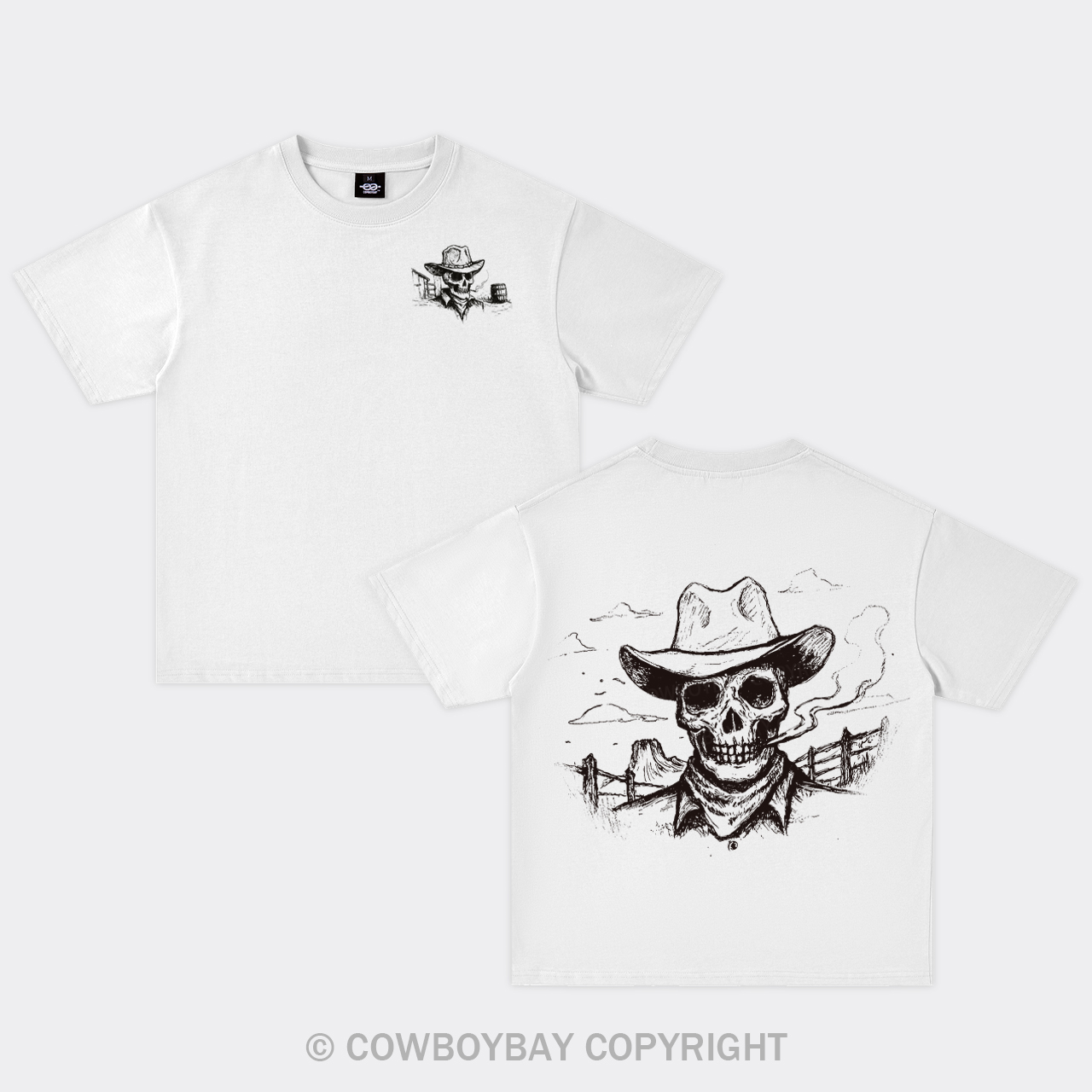 Skeleton Cowboy Smoking Oversize T-Shirts