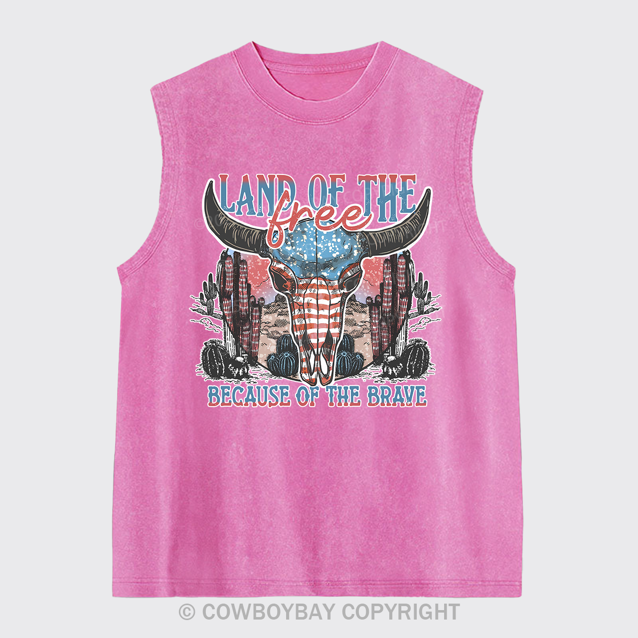 4th Of July And Cow Skull Washed Tanks