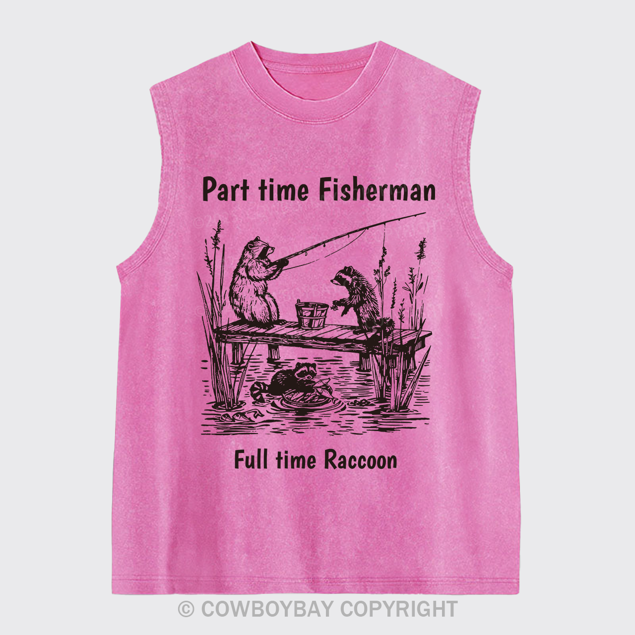 Fisherman Raccoon Washed Tanks