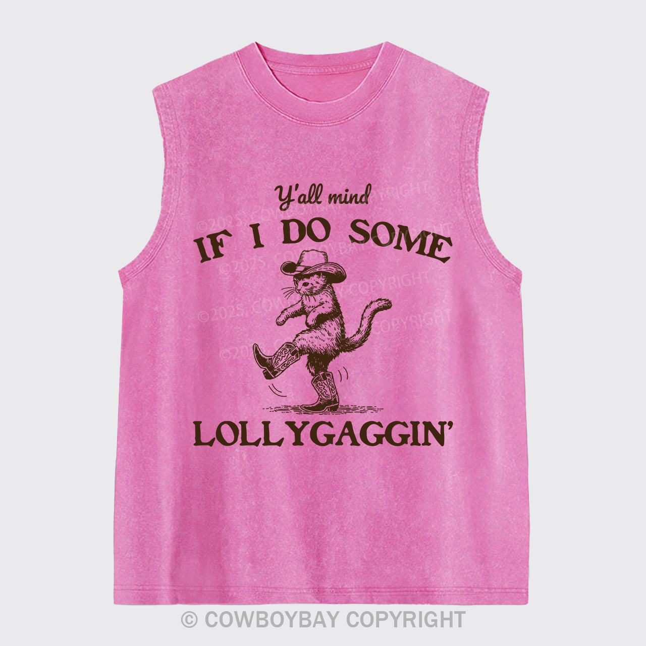 Sneaky Cowboy Cat Washed Tanks