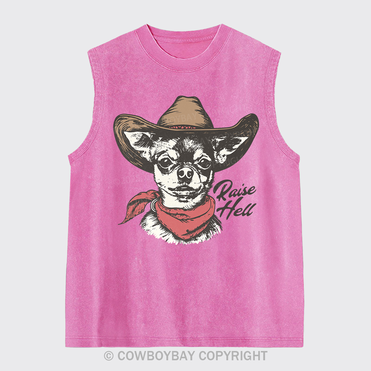 Cowboy Chihuahua,Raise Hell Washed Tanks
