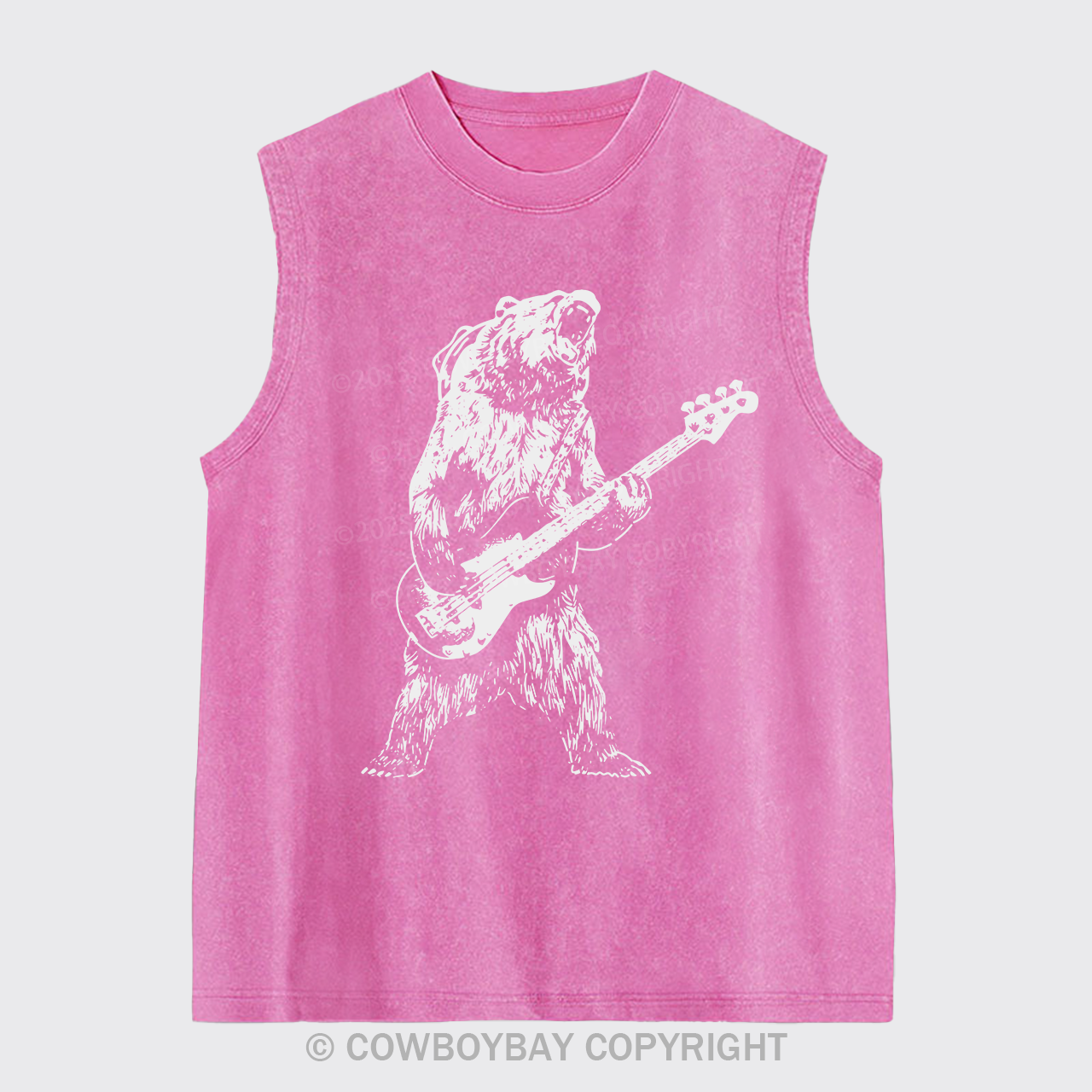 Bear Playing Bass Guitar Washed Tanks