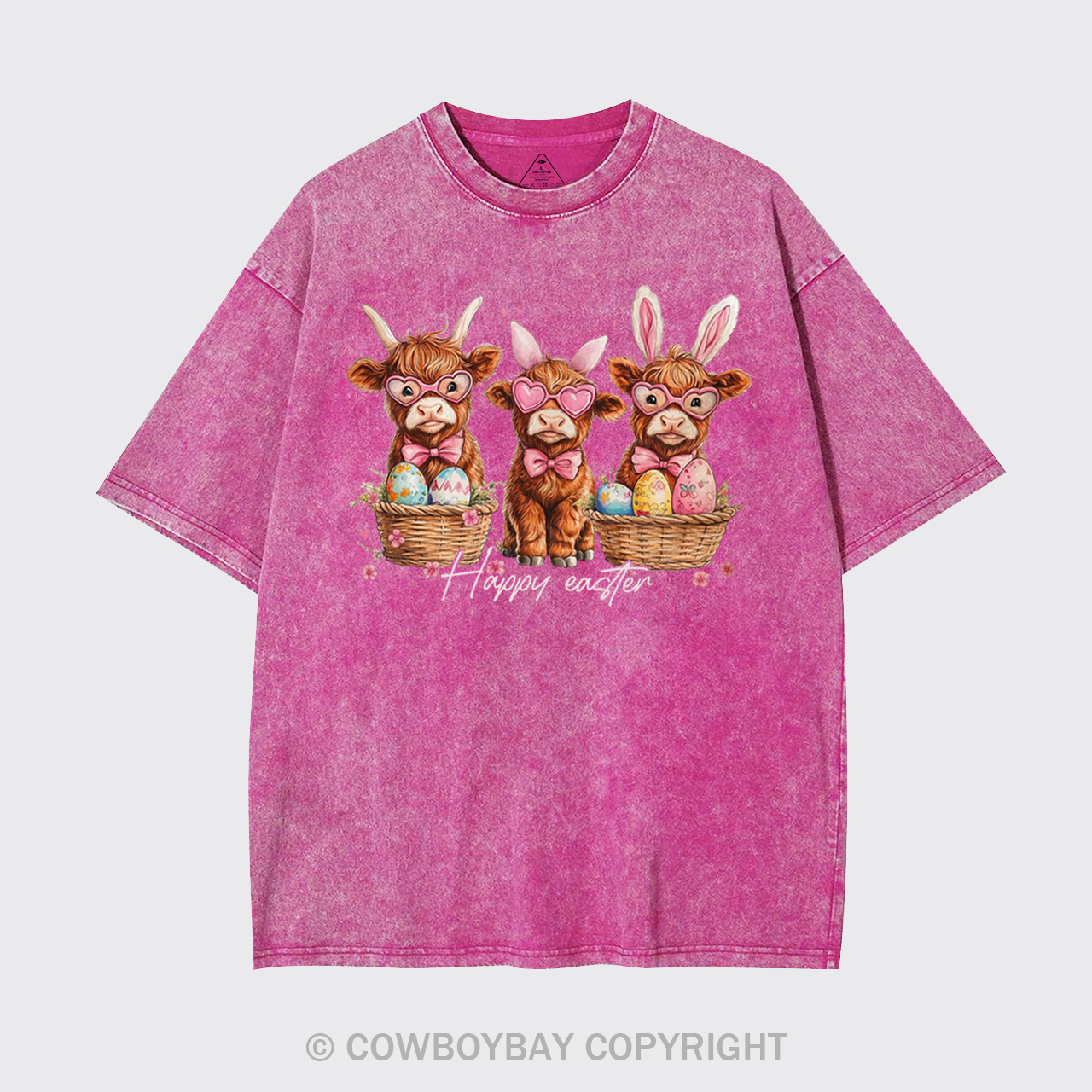Easter Day Highland Cow Garment-dye Tees