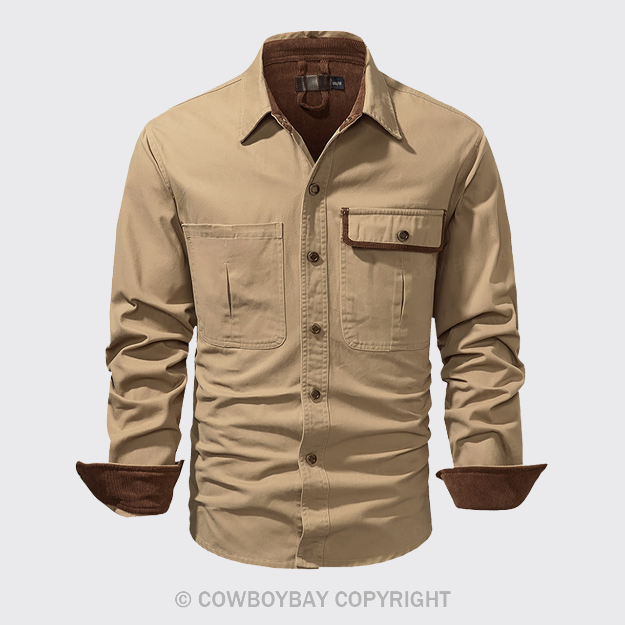 Khaki Corduroy Washed Cotton Shirt