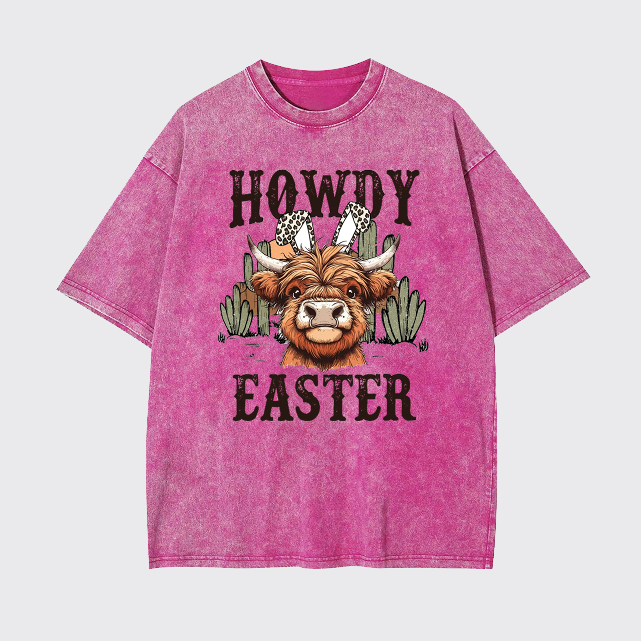 Cute Highland Cow Easter Garment-dye Tees
