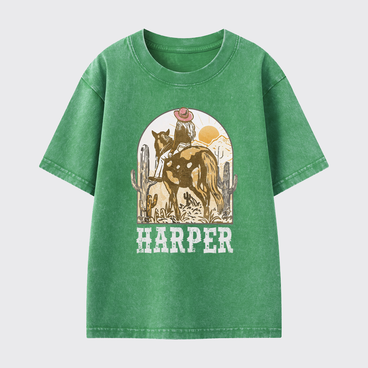 Personalized Pink Cowgirl Washed Toddler T-shirt