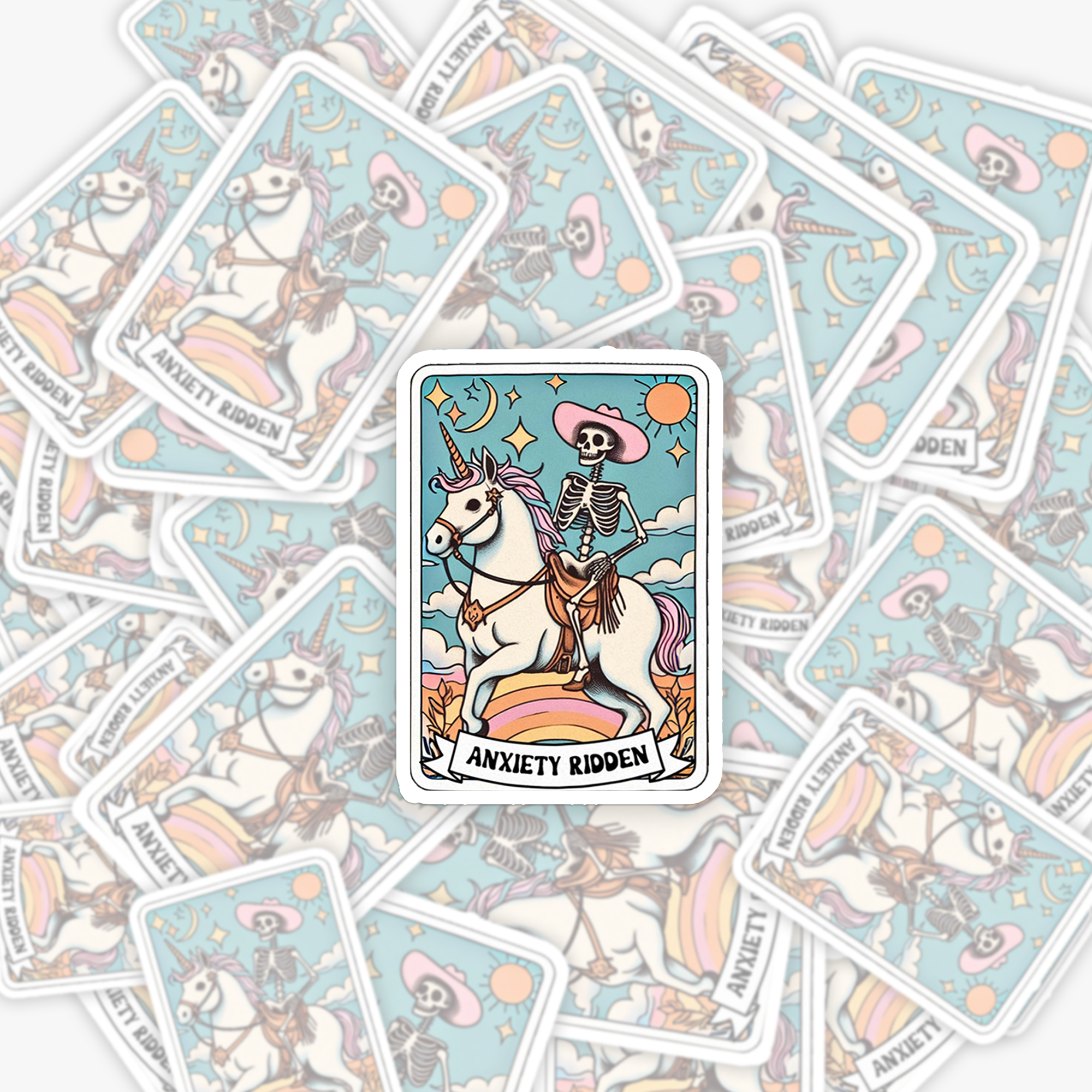 Mental Health-Anxiety Ridden Tarot Card Sticker 