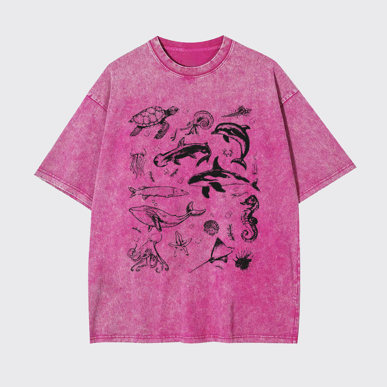 Sea Animal 90s Retro Garment-dye Tees