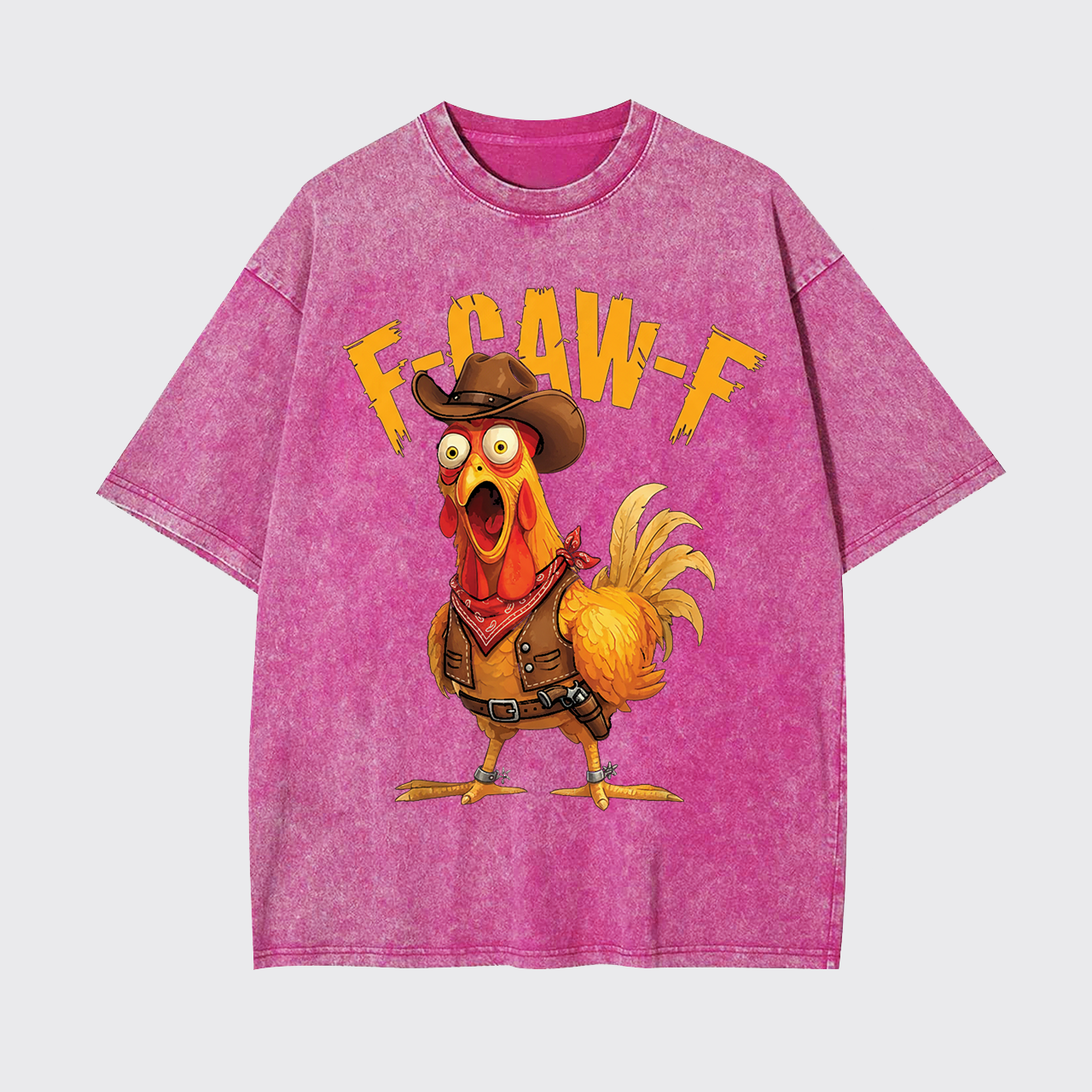 Funny Screaming Chicken F-CAW-F Garment-dye Tees