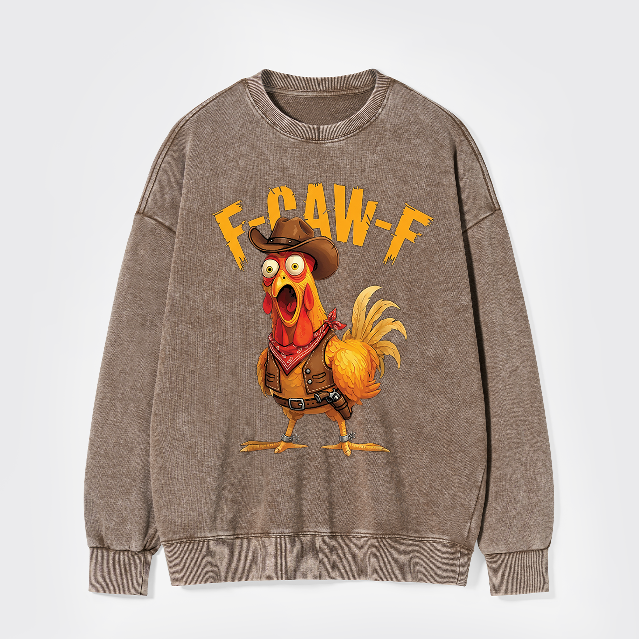 Funny Screaming Chicken F-CAW-F Washed Sweatshirts