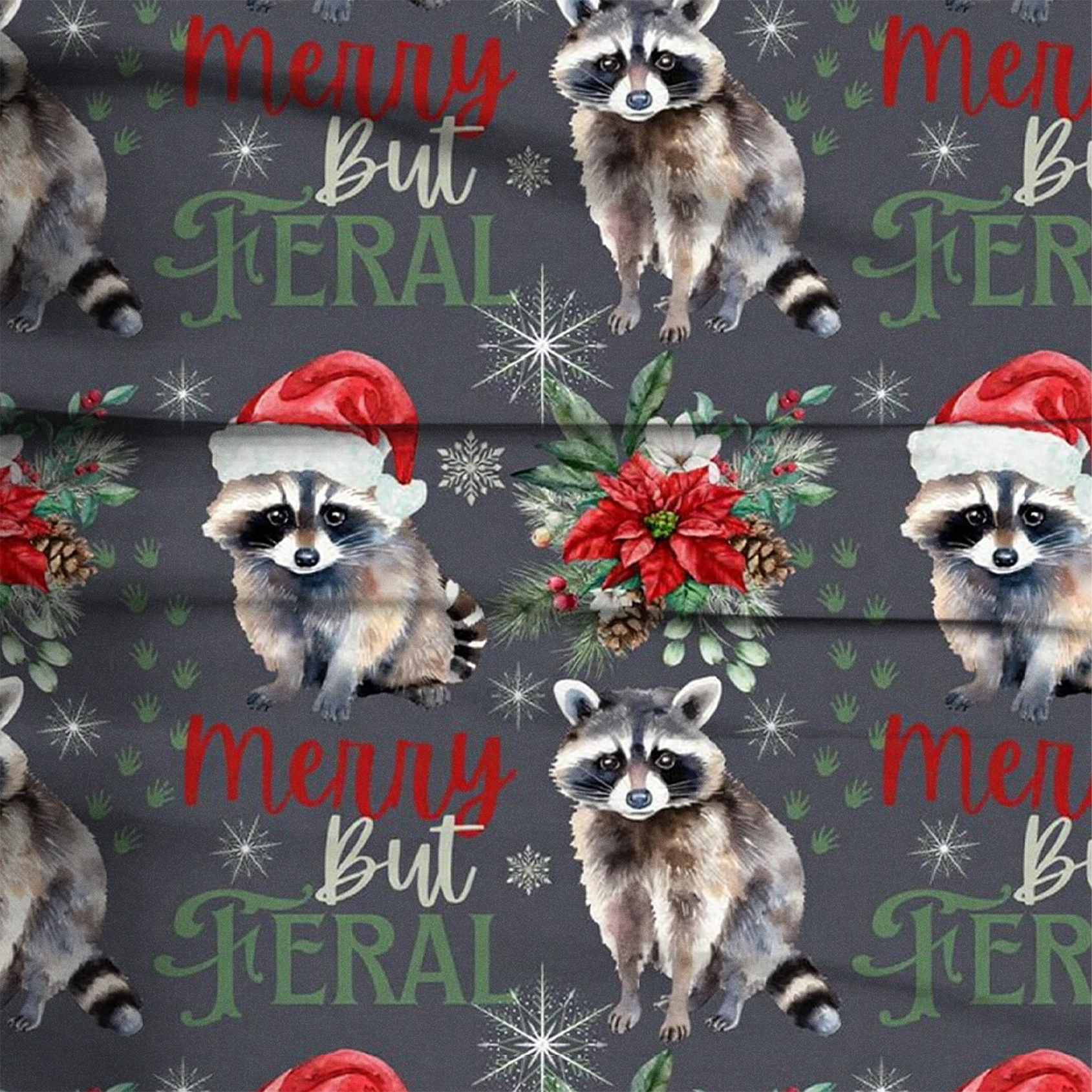 Merry Christmas Feral Raccoon Pajama Pants
