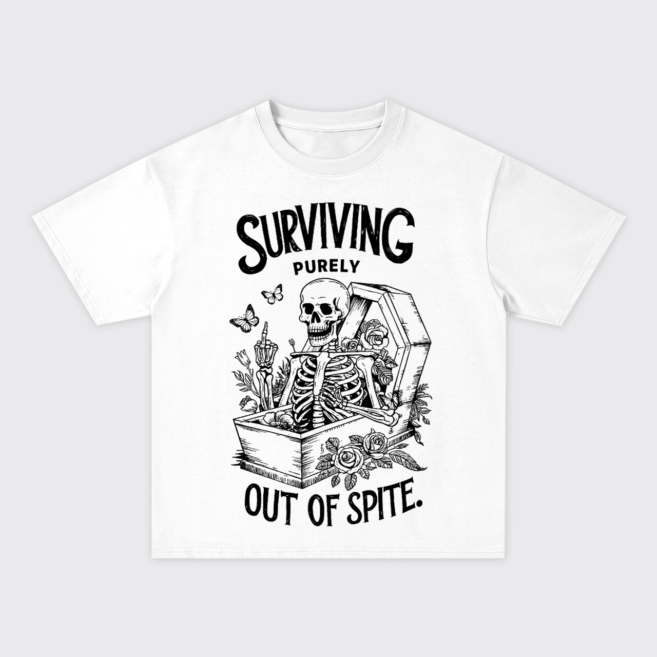 Surviving Purely Out Of Spite Skeleton Oversize T-Shirts