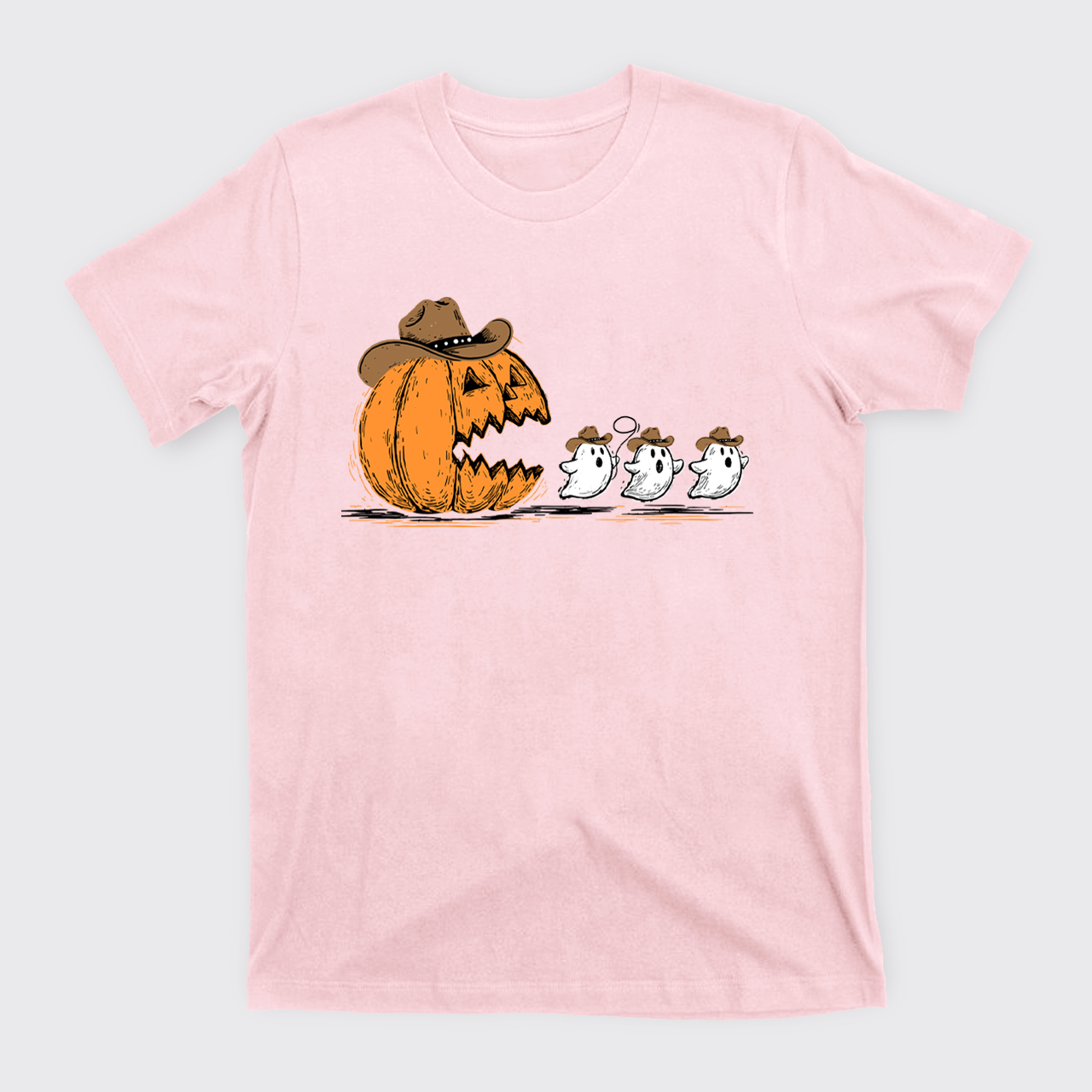 Spooky Halloween Pumpkin Chasing Ghost T-Shirts