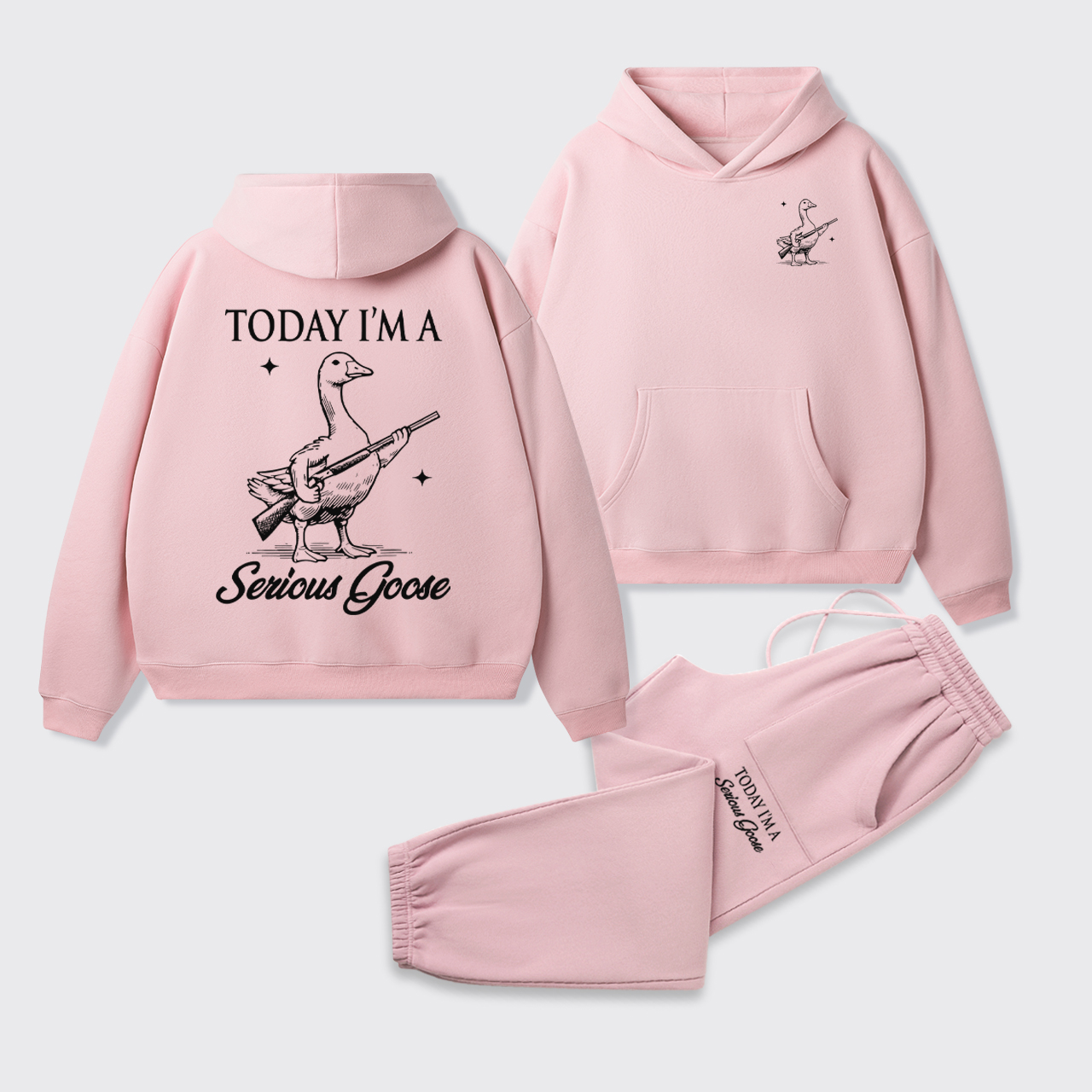 Today I'm Serious Goose Fleece Hoodie Set