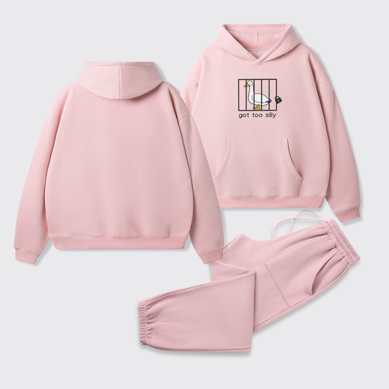 Got Too Silly Embroidered Fleece Hoodie Set