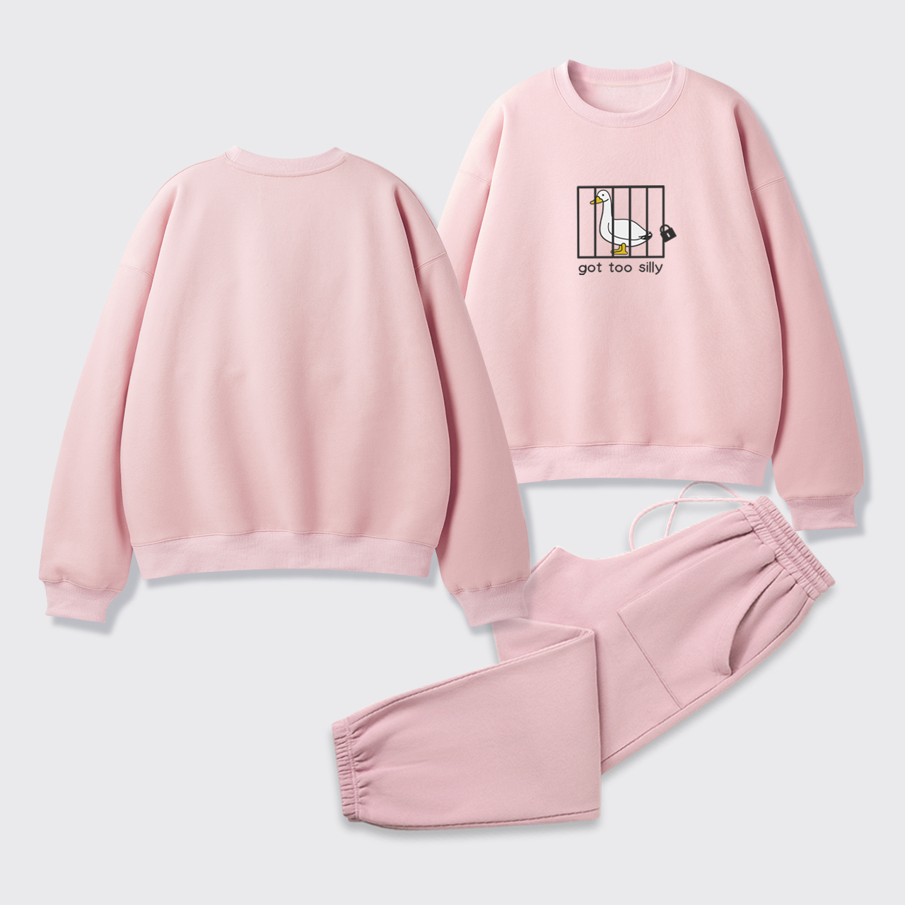 Got Too Silly Embroidered Fleece Sweatshirt Set