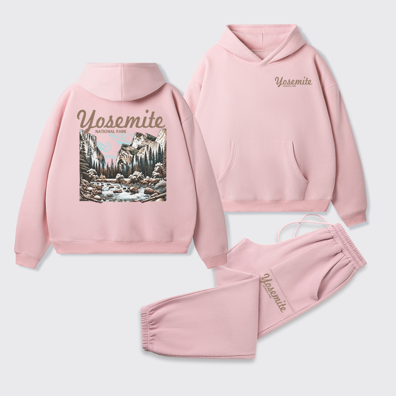 Vintage Yosemite National Park Fleece Hoodie Set