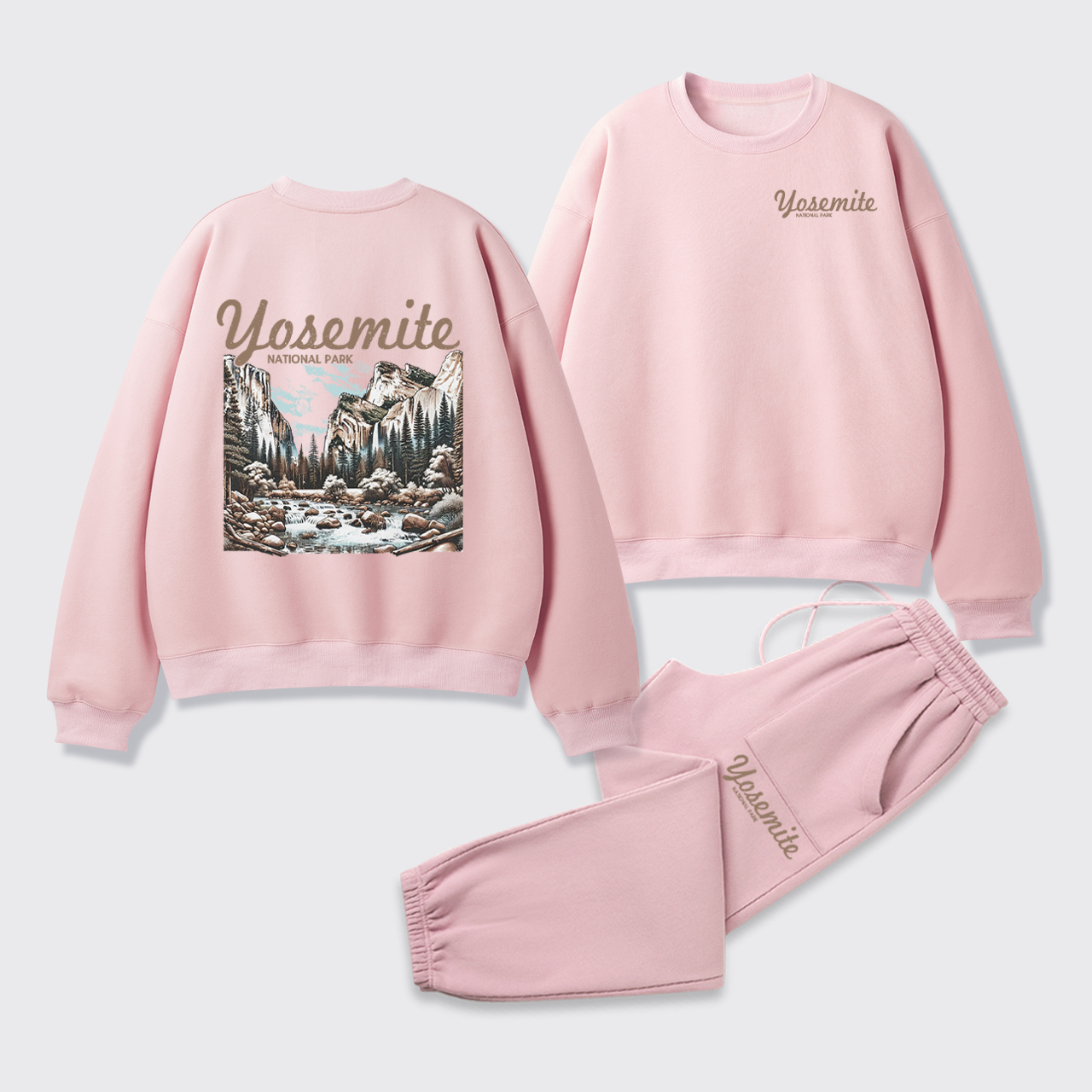 Vintage Yosemite National Park Fleece Sweatshirt Set