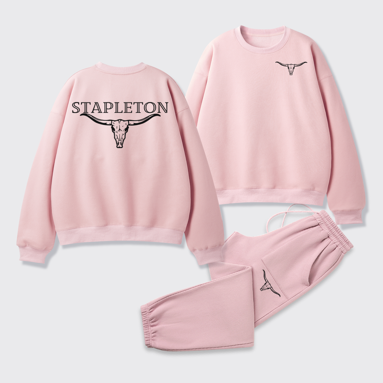 Cow Bull Fleece Sweatshirt Set