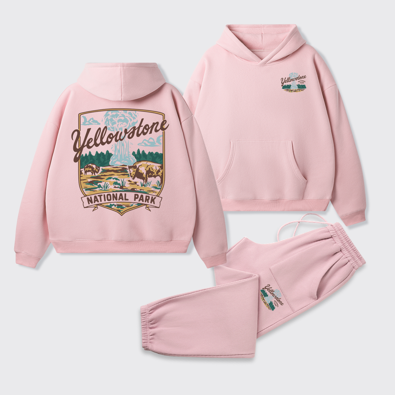 Yellowstone Vintage Illustration Fleece Hoodie Set