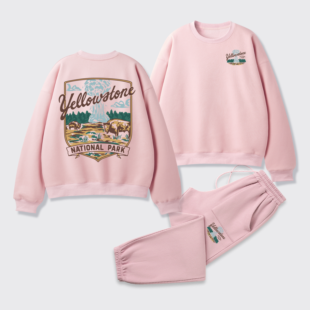 Yellowstone Vintage Illustration Fleece Sweatshirt Set