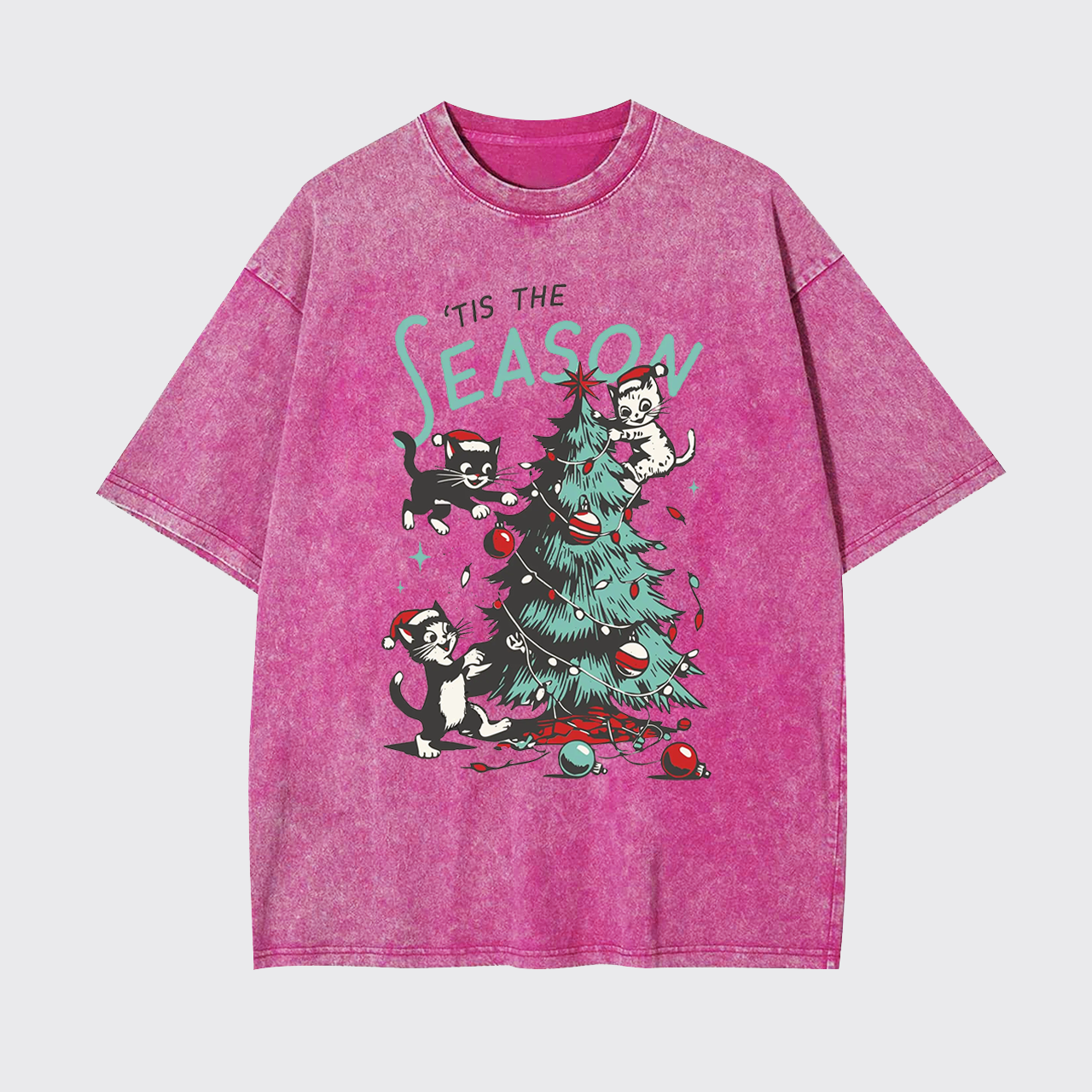 Cats Messing with Christmas Tree Garment-dye Tees