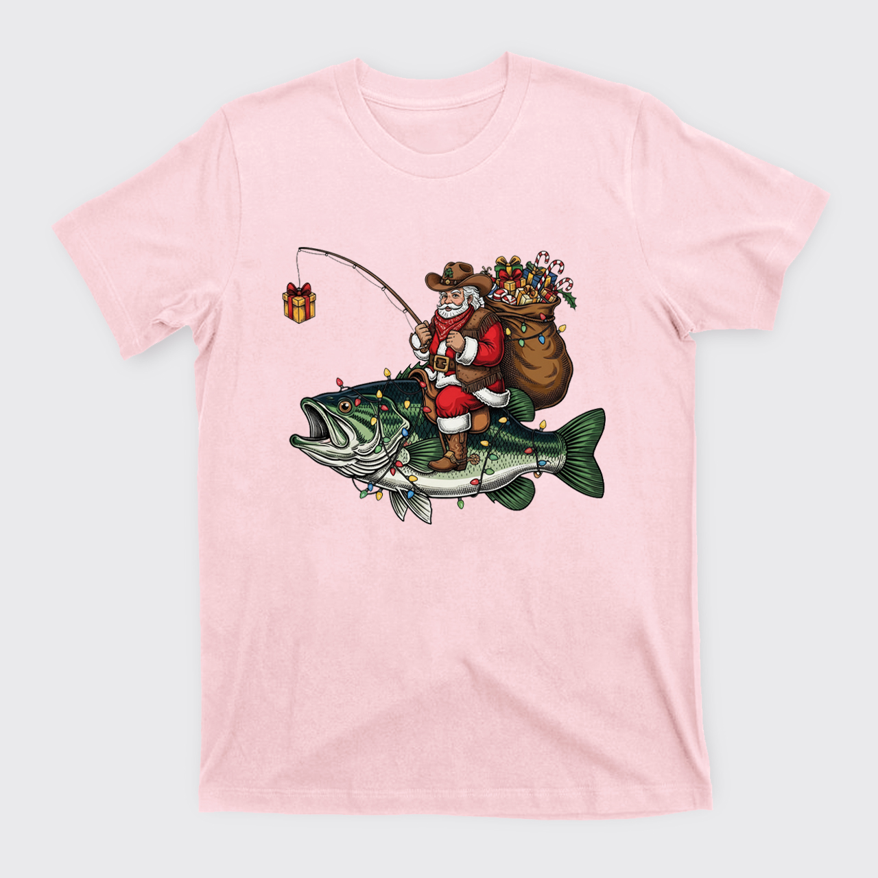 Fishing Santa Christmas Bass Fish T-Shirts