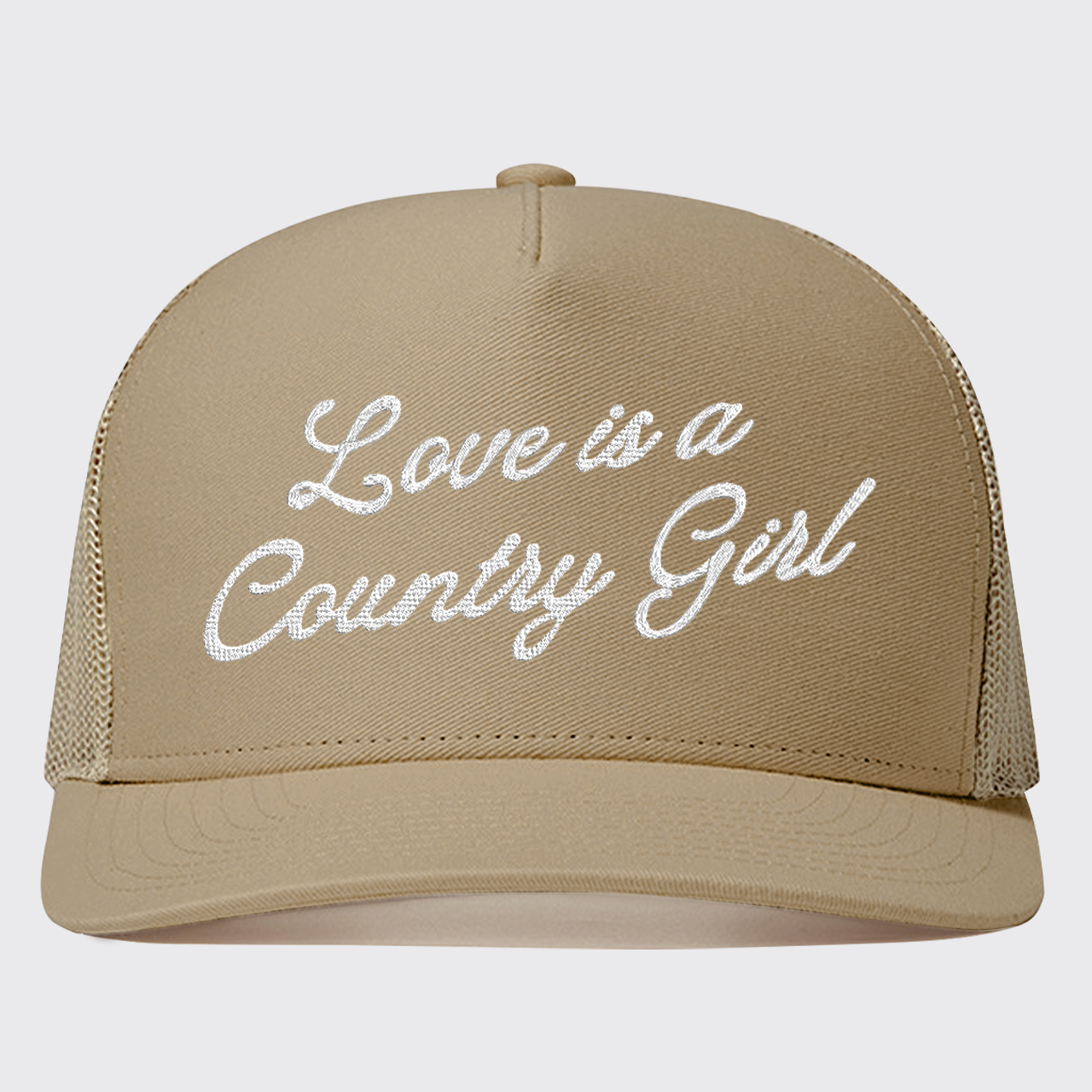 Love Is A Country Girl Embroidered Trucker Hat