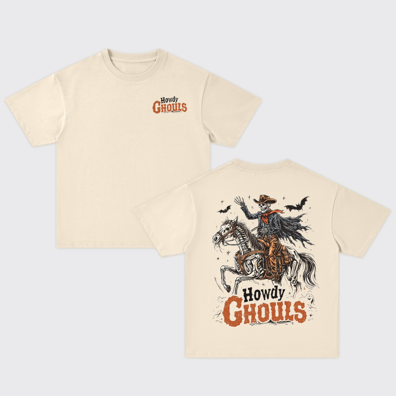 Howdy Ghouls Halloween Cowboy Skeleton Oversize T-Shirts