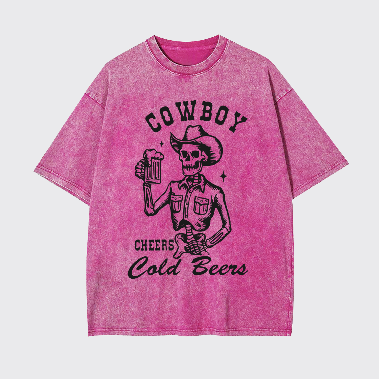 Funny Cowboy Skeleton with Beer Garment-dye Tees