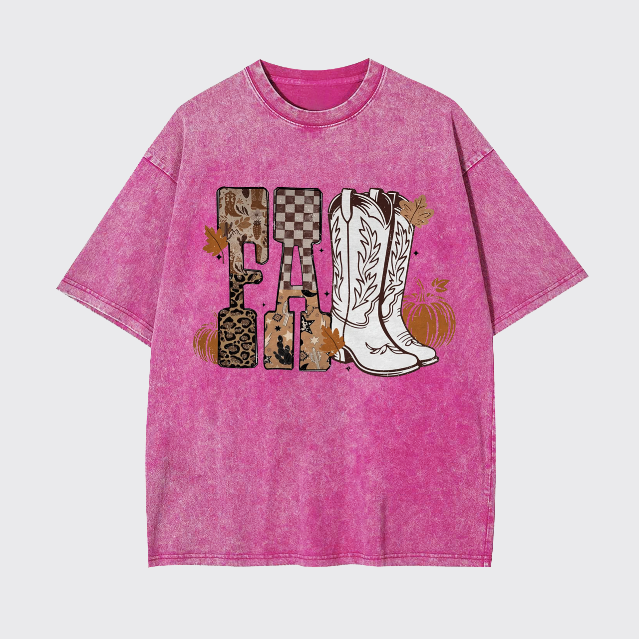 Western Cowgirl Boots Fall Garment-dye Tees