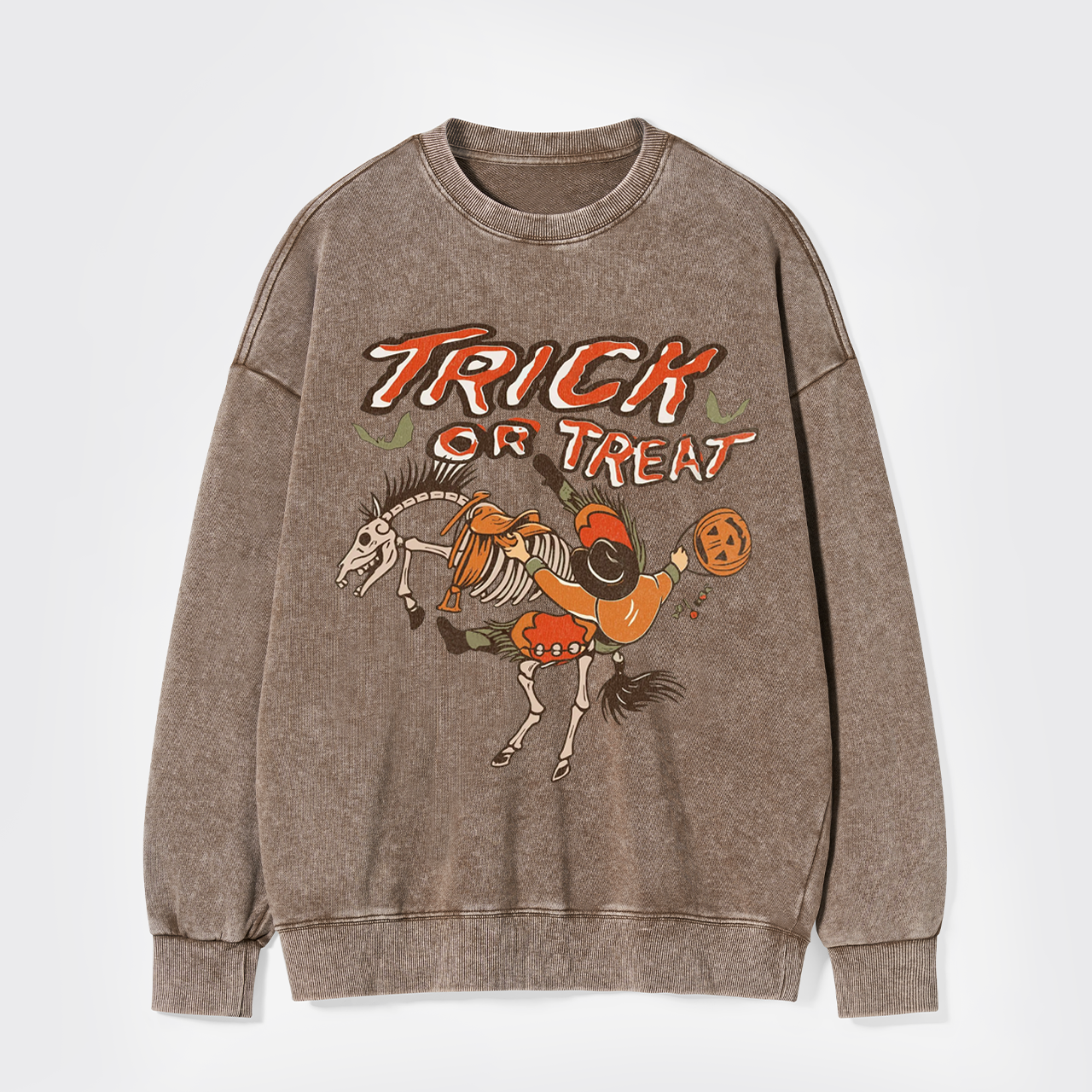 Vintage Halloween Cowboy Skeleton Horse Washed Sweatshirts