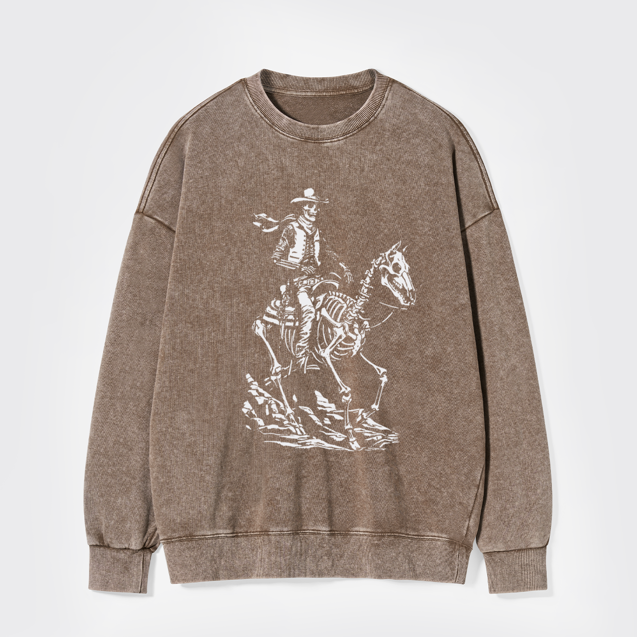 Skeleton Cowboy on Skeleton Horse Washed Sweatshirts