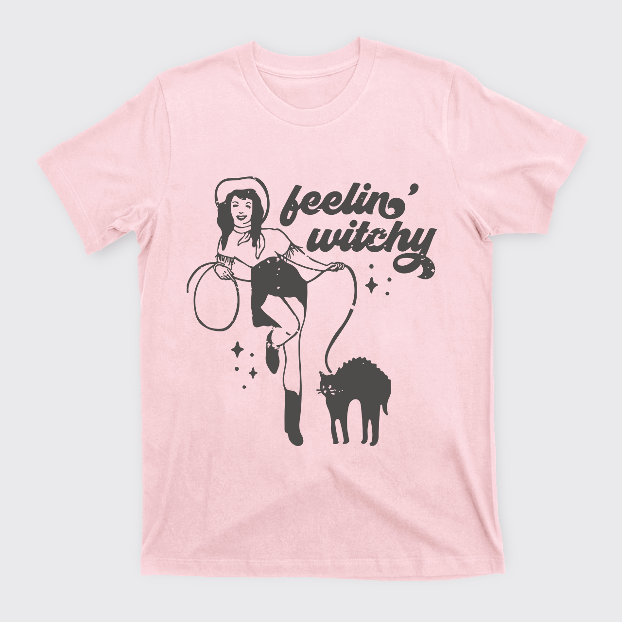 Feeling Witchy Cowgirl Cat Halloween T-Shirts