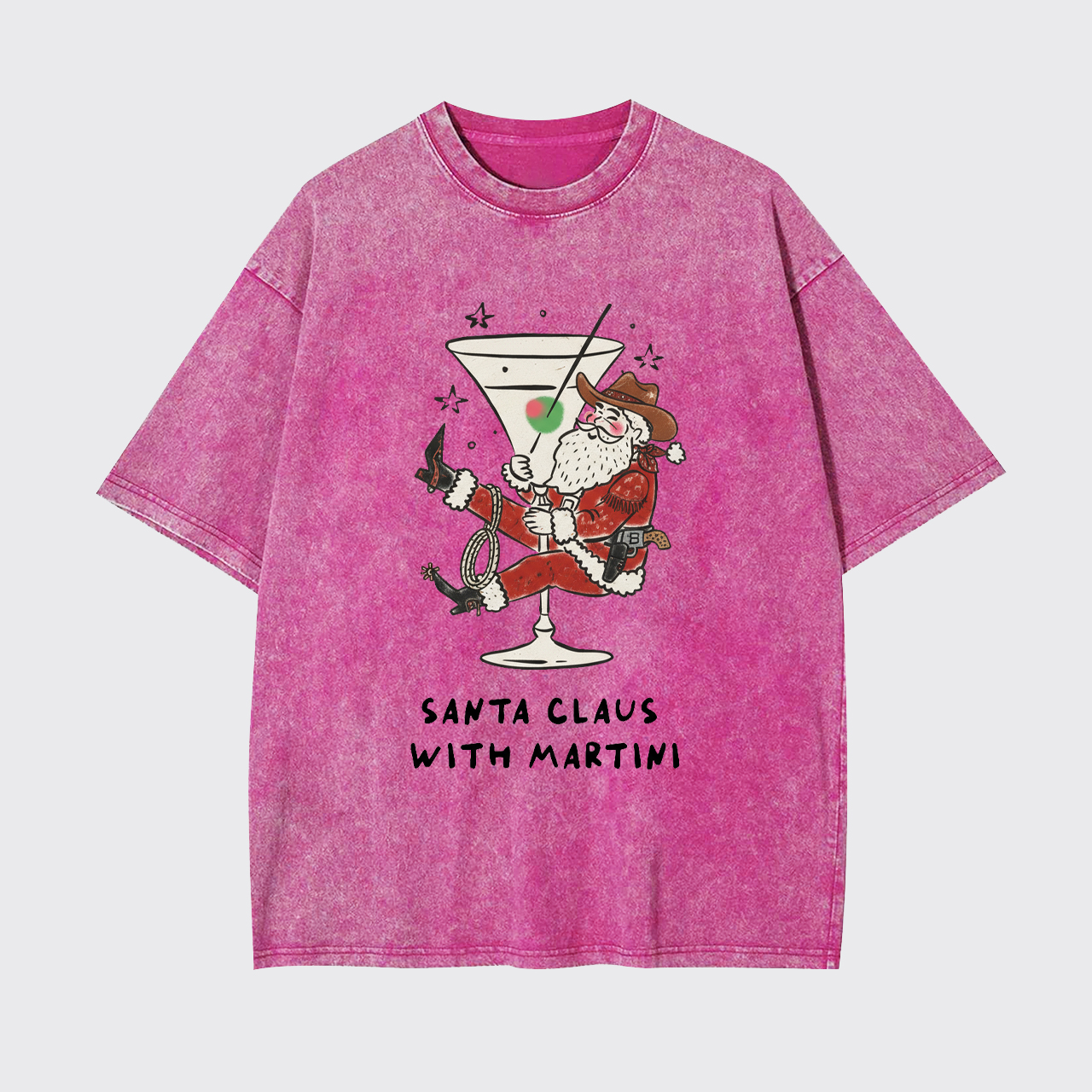 Santa Claus with Martini Garment-dye Tees