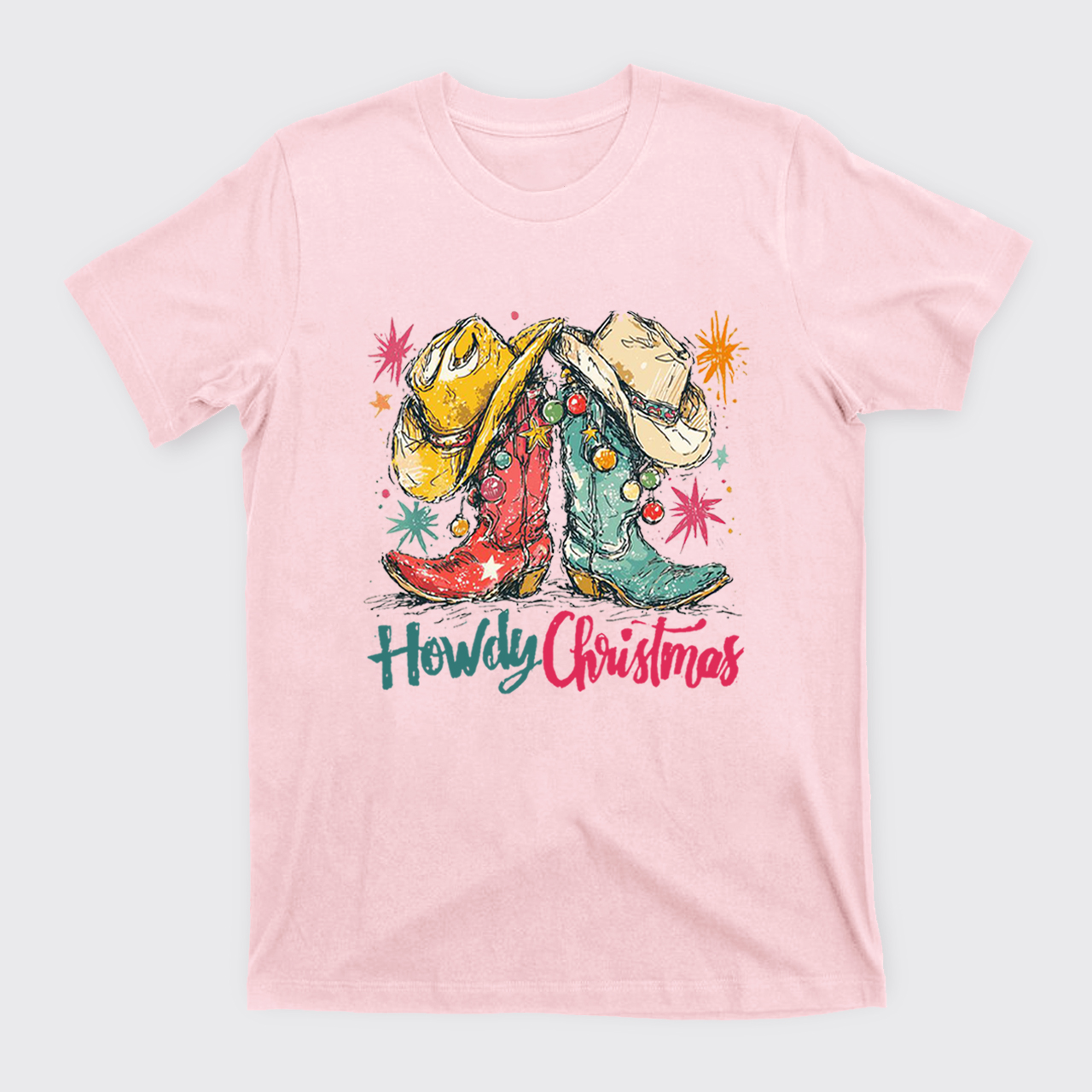 Howdy Christmas Western Cowboy Boot T-Shirts
