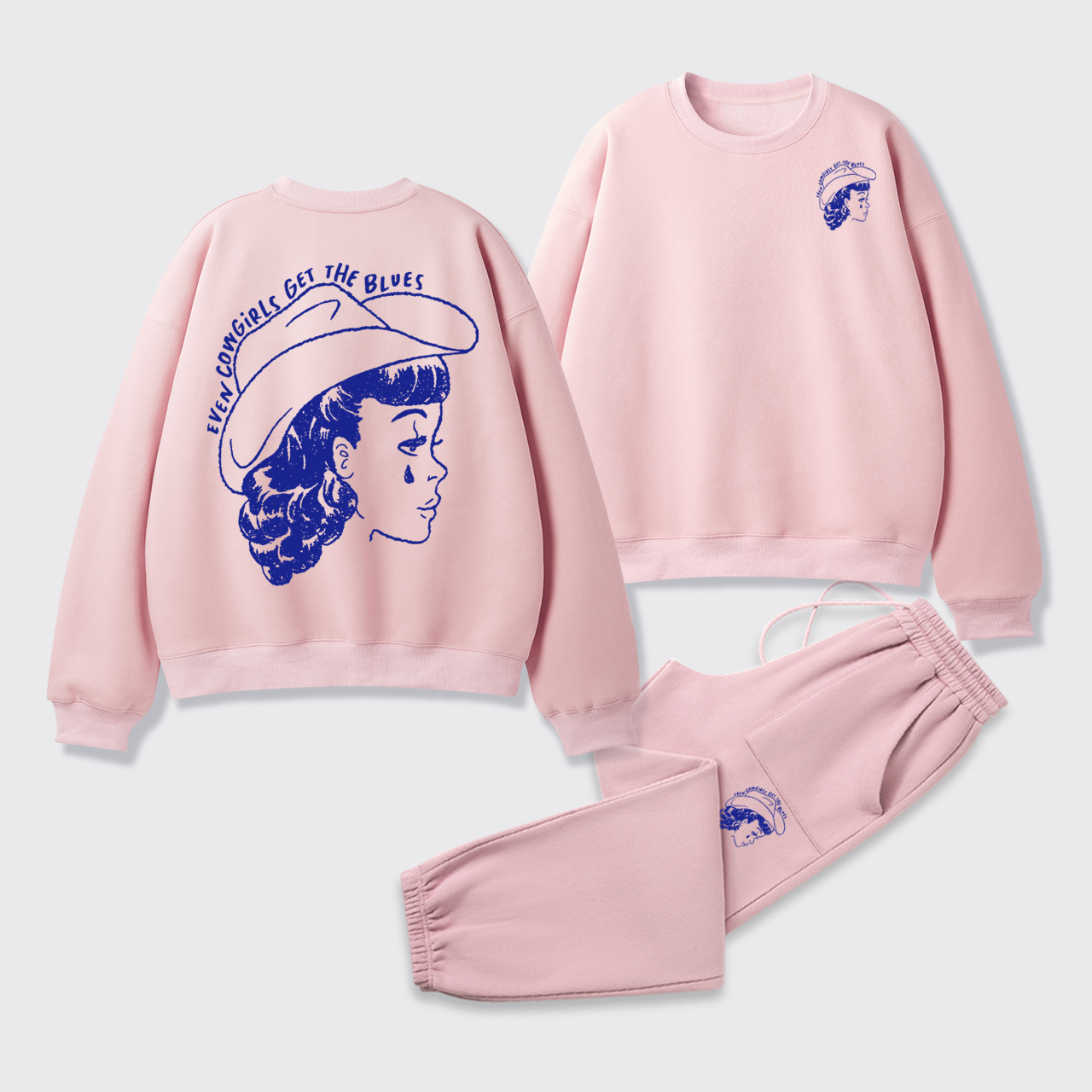 Fleece Even Cowgirls Get The Blues Sweatshirt Set
