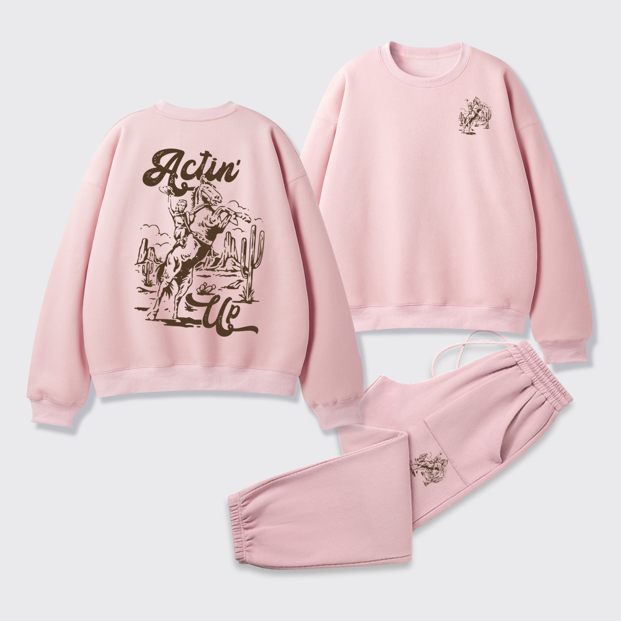 Fleece Hold Your Horses Hoodie Sweatshirt Set
