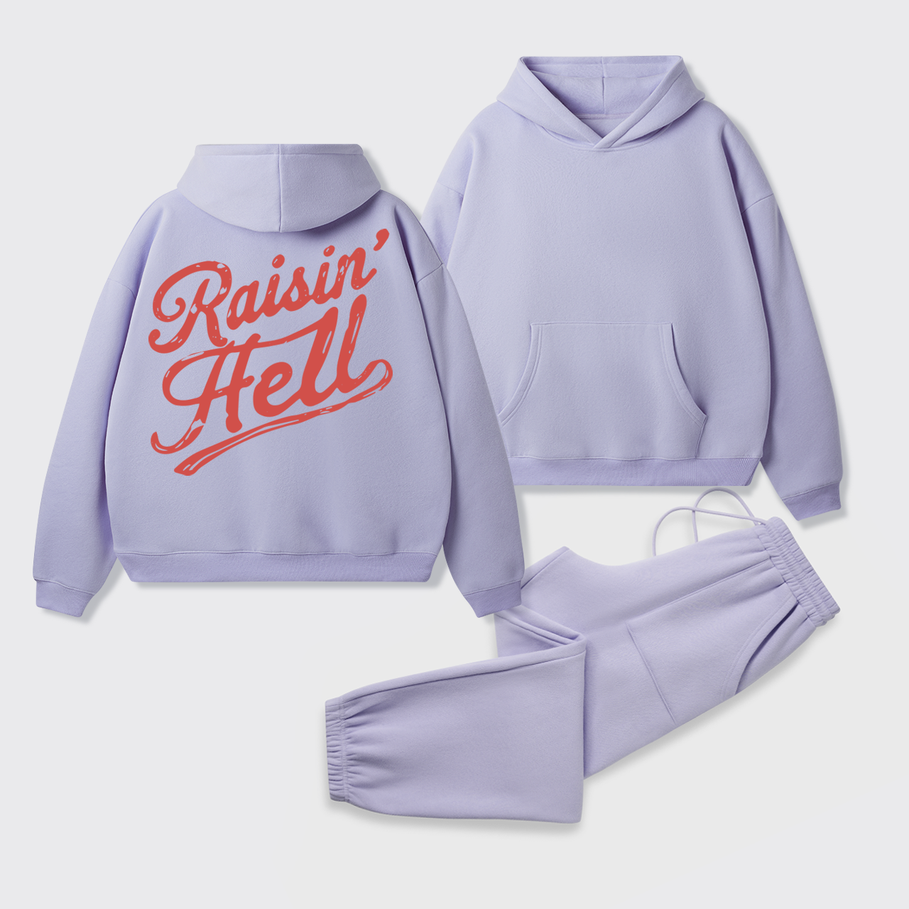 Fleece Vintage Humor Raisin Hell Hoodie Set