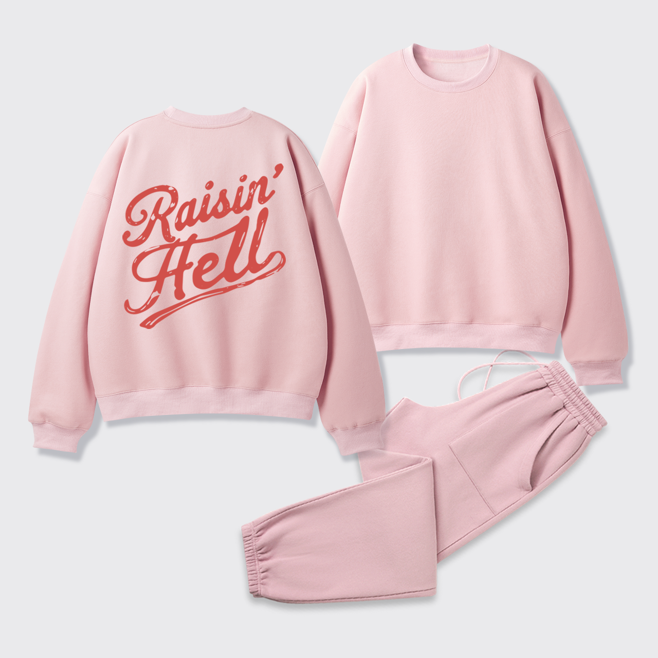 Fleece Vintage Humor Raisin Hell Sweatshirt Set