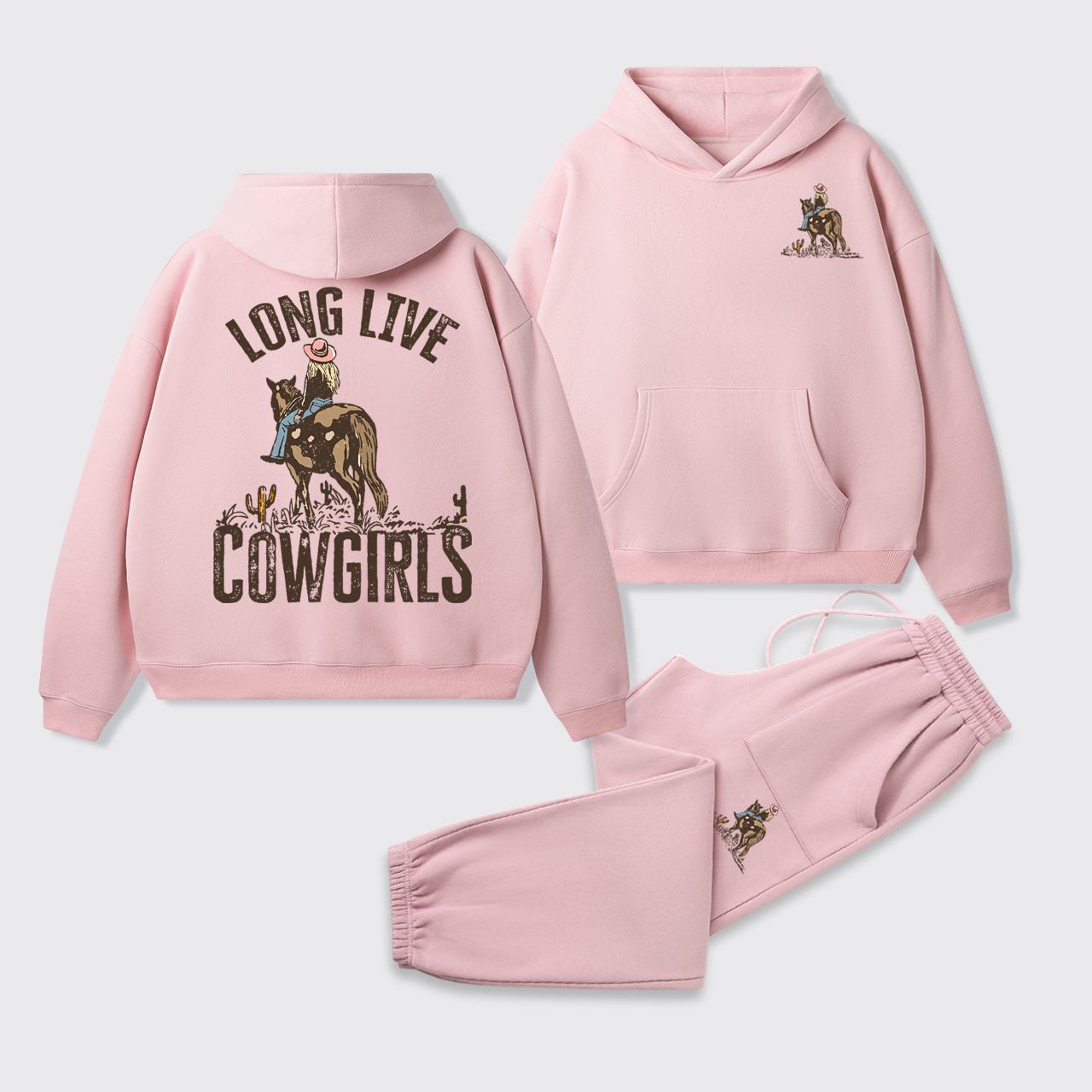 Fleece Long Live Cowgirls Hoodie Set