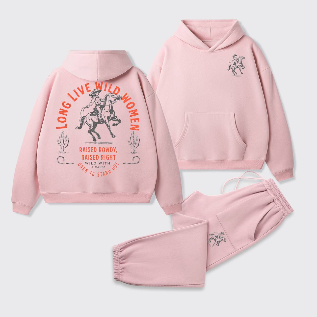 Fleece Long Live Wild Women Hoodie Set